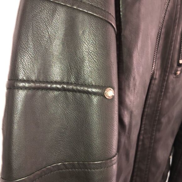 SK M Autumn Faux Leather Lined Moto Jacket with Studs - Picture 6 of 16